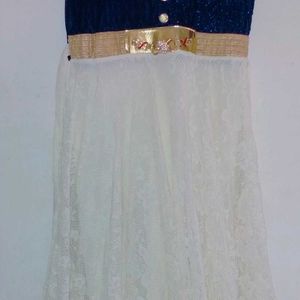 Beautiful Blue And White Dress For Girls