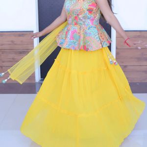 Indo western lehenga with pelpum top