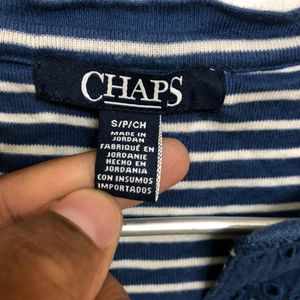 Chaps Blue Half Sleeve Cotton Top