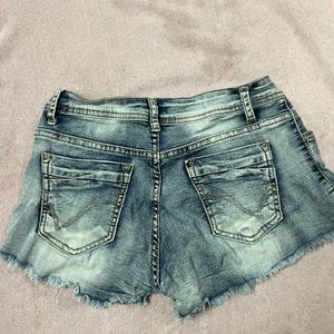 Blue Denim Ribbed Shorts