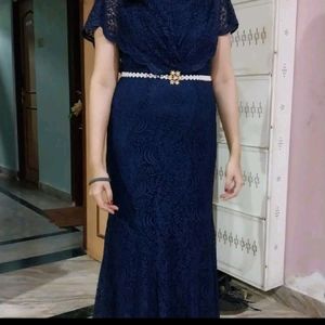 Navy Blue Lace Gown