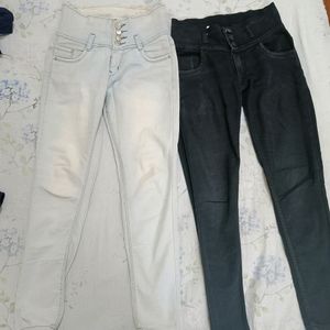 Light Blue & Black High 28 Waist Jeans