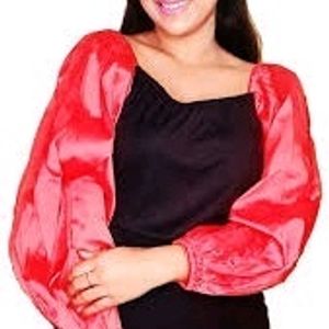 Brand NEW RED Puff Sleeves Top Medium Bust34"