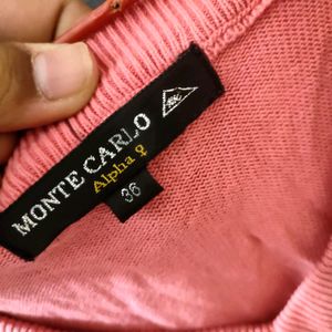 Pink Solid Color Monte Carlo Sweater