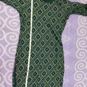 Green Printed Kurta With Sharara