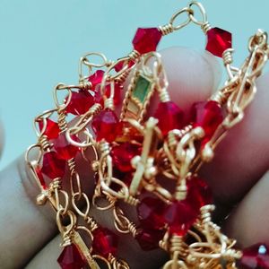 Brand New Red Crystal Stone Gold Plated Chain