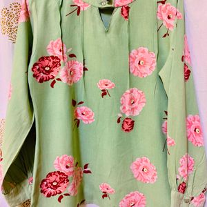 Semi Formal Parrot Green Shirt/Top -Soft Comfort