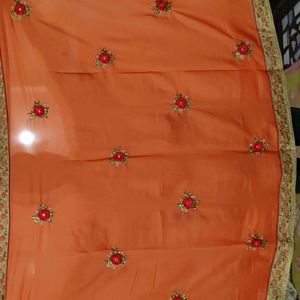 Orange Colour Wedding Saree