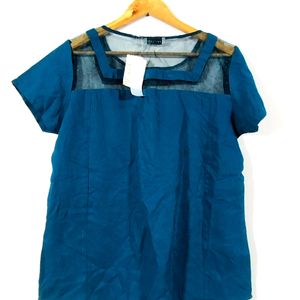 Teal Blue Round Neck Casual Top (Women)