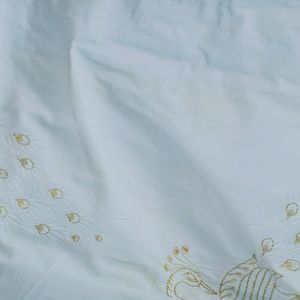 cotton white kurthi with peacock embroidery design