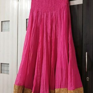 Beautiful Skirt Pink Un Colour Strachable Up To 34