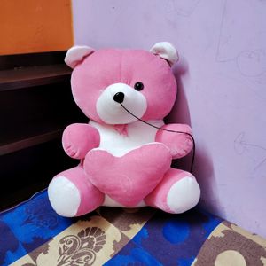 🧸 Teddy Bear Pink With Heart One Eye Gone