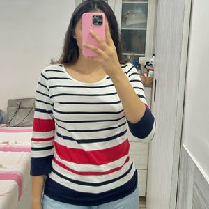 3/4th Sleeves Striped Top