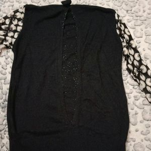 Black Full Sleeves Western Top