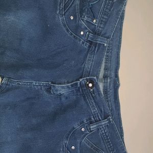 Dark Blue Skinny Jeans With Stone Detailing