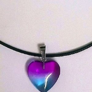 Y2k Glass Heart Pendant With Cord