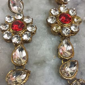 A Red Beads Jewellery with heavy locket& earrings