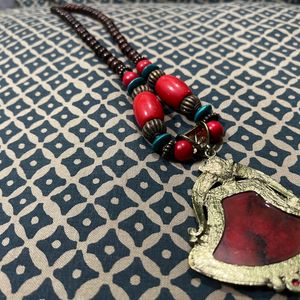 Brown & Red Beaded Neck Piece