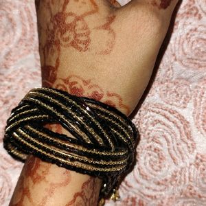 Beautiful Cutdana Work Black Adjustable Bracelet