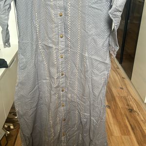 Grey A Line Kurti With Pockets