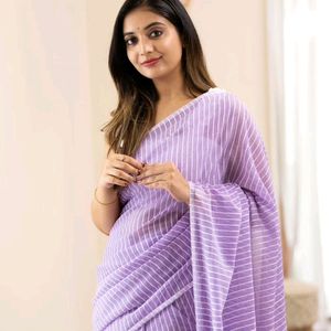 New Purple💜Soft Linen Cotton Saree Hakoba Blouse