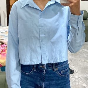 Light Blue Crop Shirt