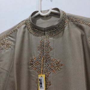 Kurta Chudidar Set (Beige With Handwork)