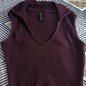 Ribbed burgundy Crop Top