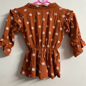 Floral Printed Rust Color Top (women’s)