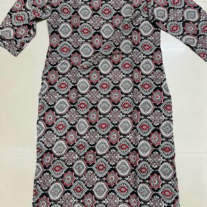 Black Ajrak Print Cotton Kurti