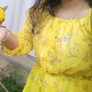 Super Yellow Flared Dress Frock