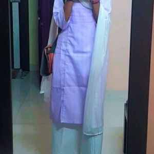 Straight Lavendar Kurti With Silver Borders