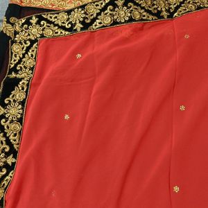 Embroidered Lace Saree With Stiched Blouse