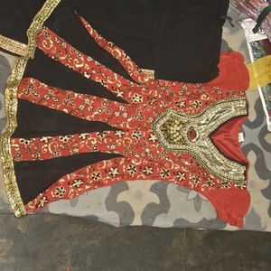 full embroidered frock suit with dhoti