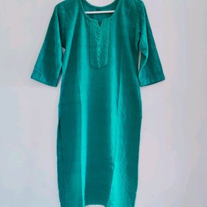 Sea Green Chikan Embroidery Kurta