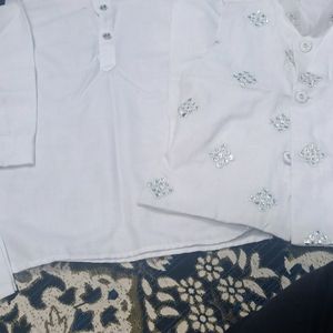 White Kurta Pajama And Wase ort