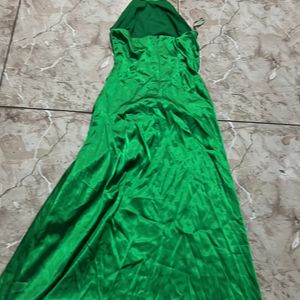 Maxi Gown Satin Green Color