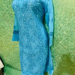 New Lakhnvi Blue Kurta