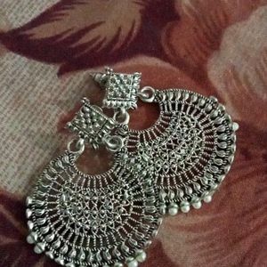 Silver Oxidised Jhumka