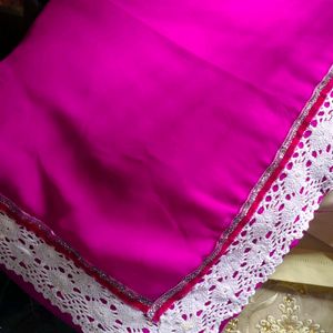 Soft White Border Pink Saree