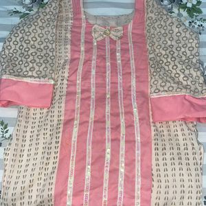 Embellished peach Colour Kurta