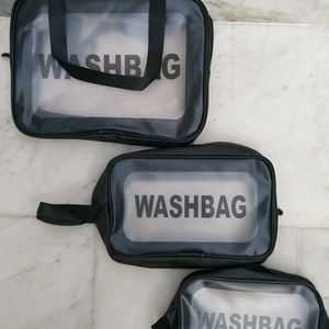 Wash Bag Set Of 3 Black