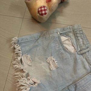 Denim Smiley Short