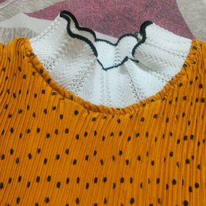 Black Dotted Mustard Colored Top