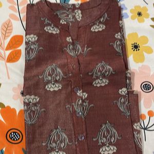 Brown Cotton Silk Kurti