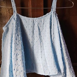 Cold Shoulder Light Blue Top - AND