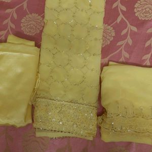 Unstitched Yellow Salwar Suit Piece