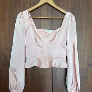 Silky Peach Cinched Top