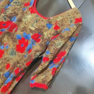 Multi🔴🔵 Floral Printed Kurti For 40 Bust