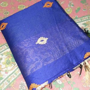 Women Stylish Blue Saree With Blouse